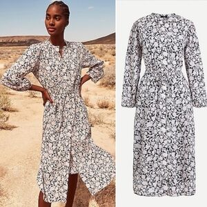 J. Crew Cotton Voile Block Floral Print Midi Shirt-Dress in Rose Vines 4